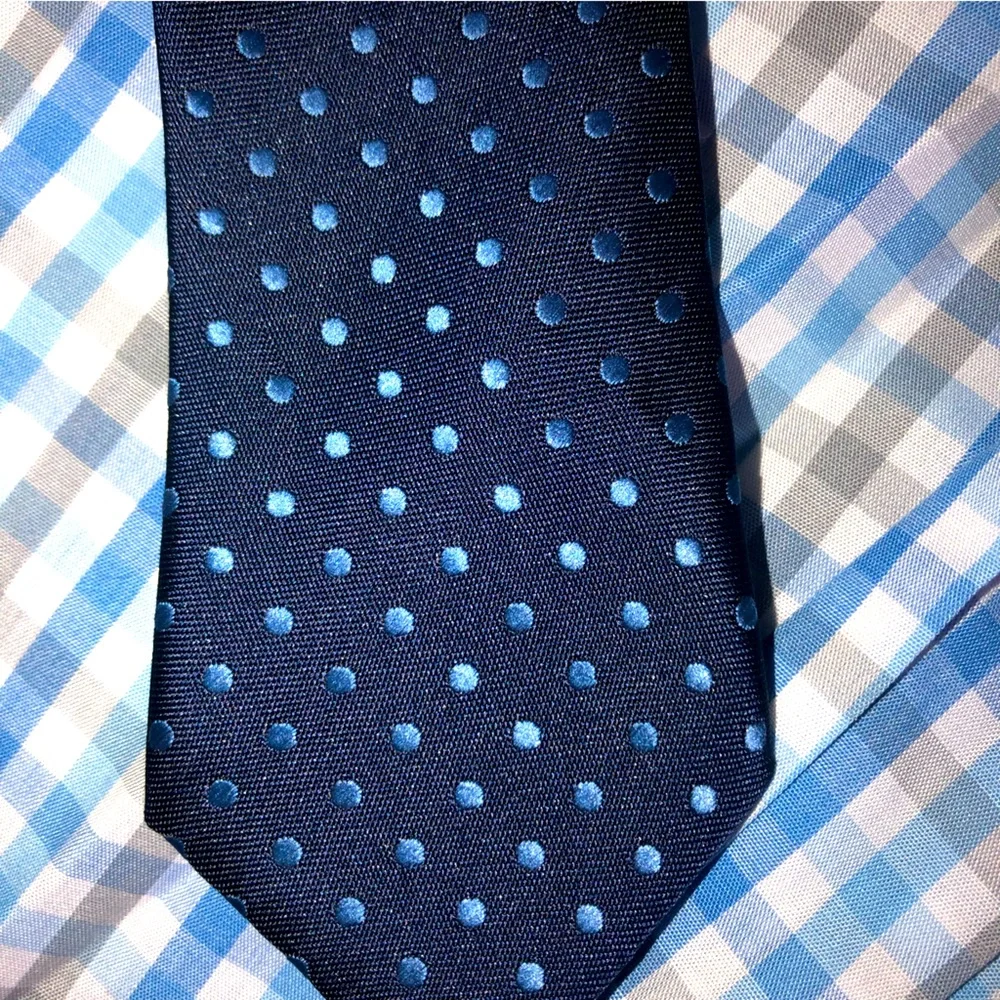 Nautica Long Sleeve Shirt 3T Blue Green Check & Clip Navy Dotted Tie 3T